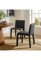 Chaise de salle à manger en cuir végétalien Noviara, noire