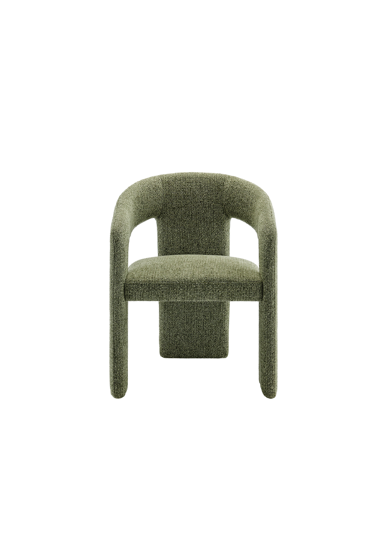Chaise de salle à manger en tissu Elyssia, motif feuille