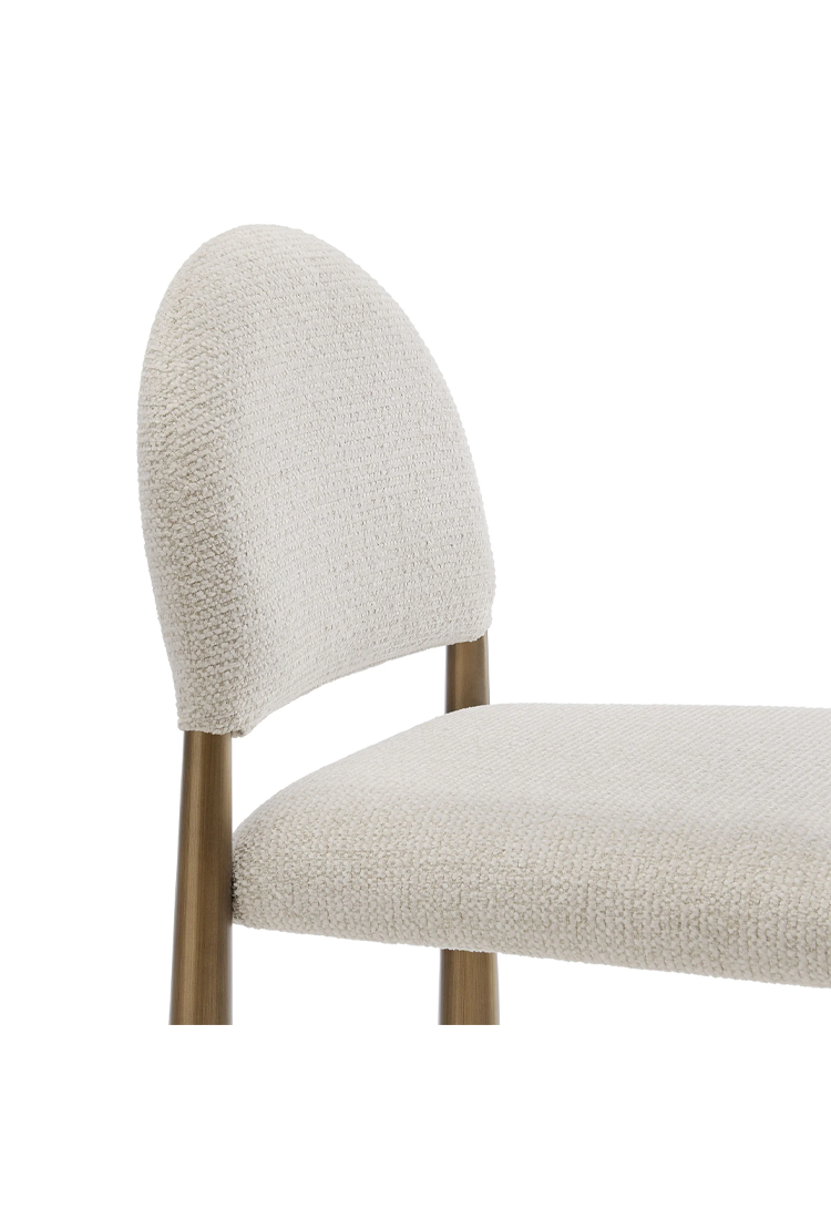 Tabouret de bar en tissu Alura, laiton crème
