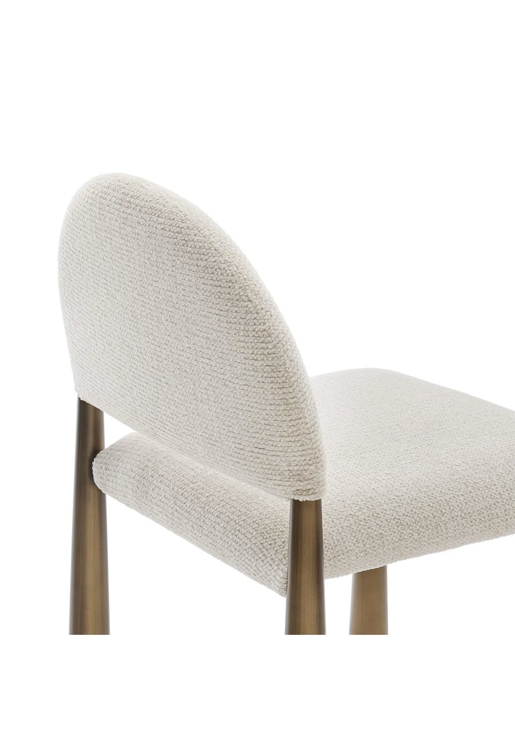 Chaise de salle à manger en tissu Alura, laiton crème