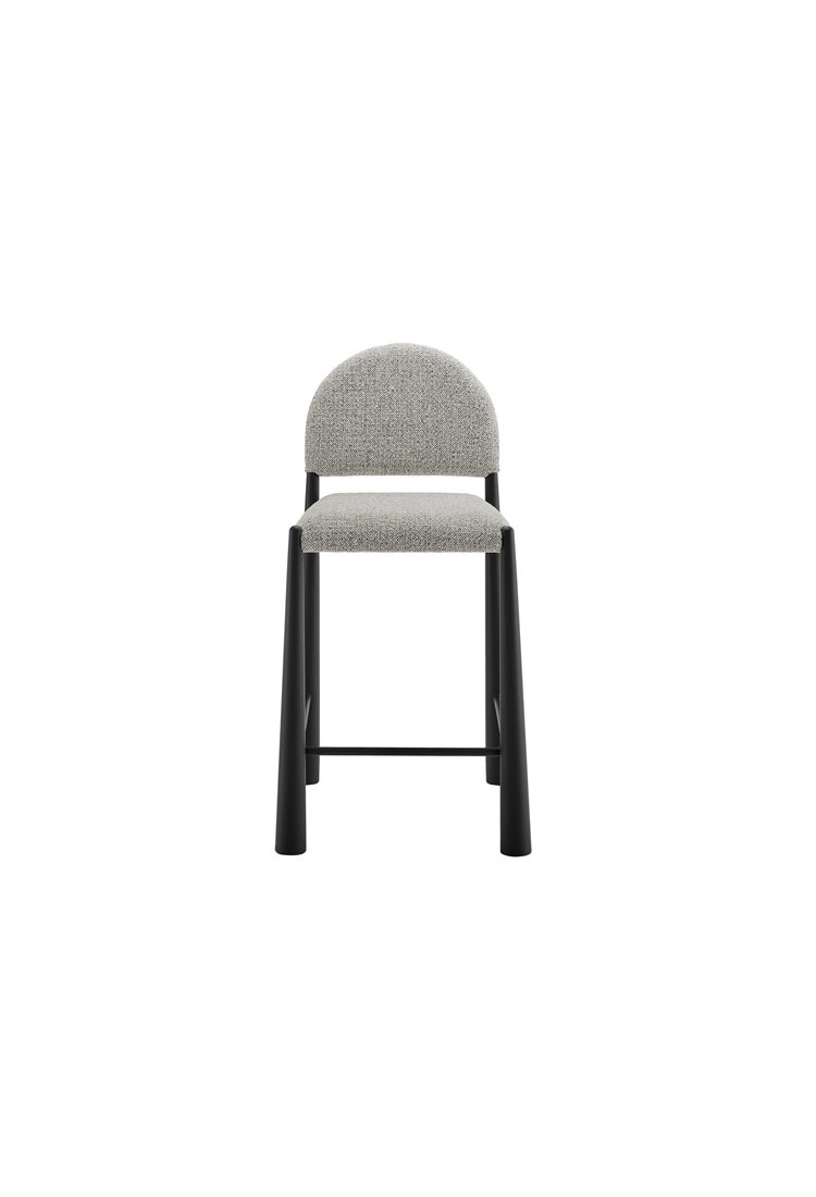 Tabouret de bar en tissu Alura, noir camel