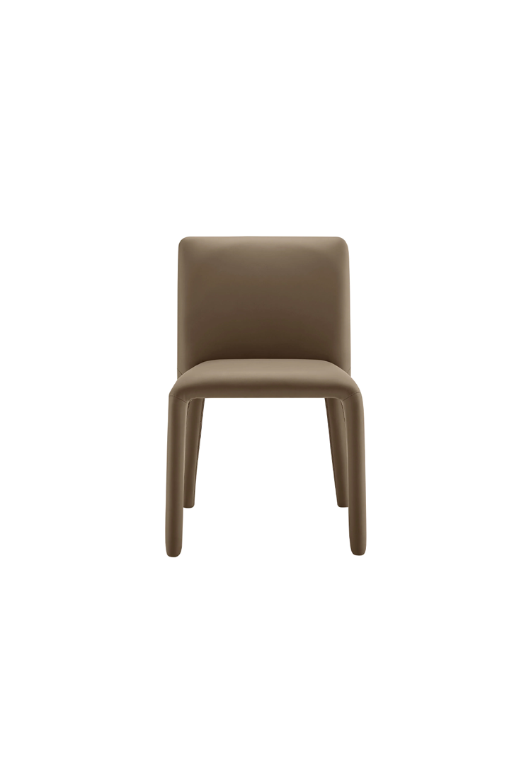Chaise de salle à manger Noviara en cuir vegan, marron champignon