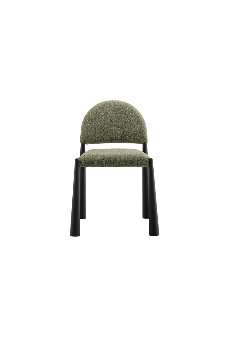 Chaise de salle à manger en tissu Alura, feuille noire