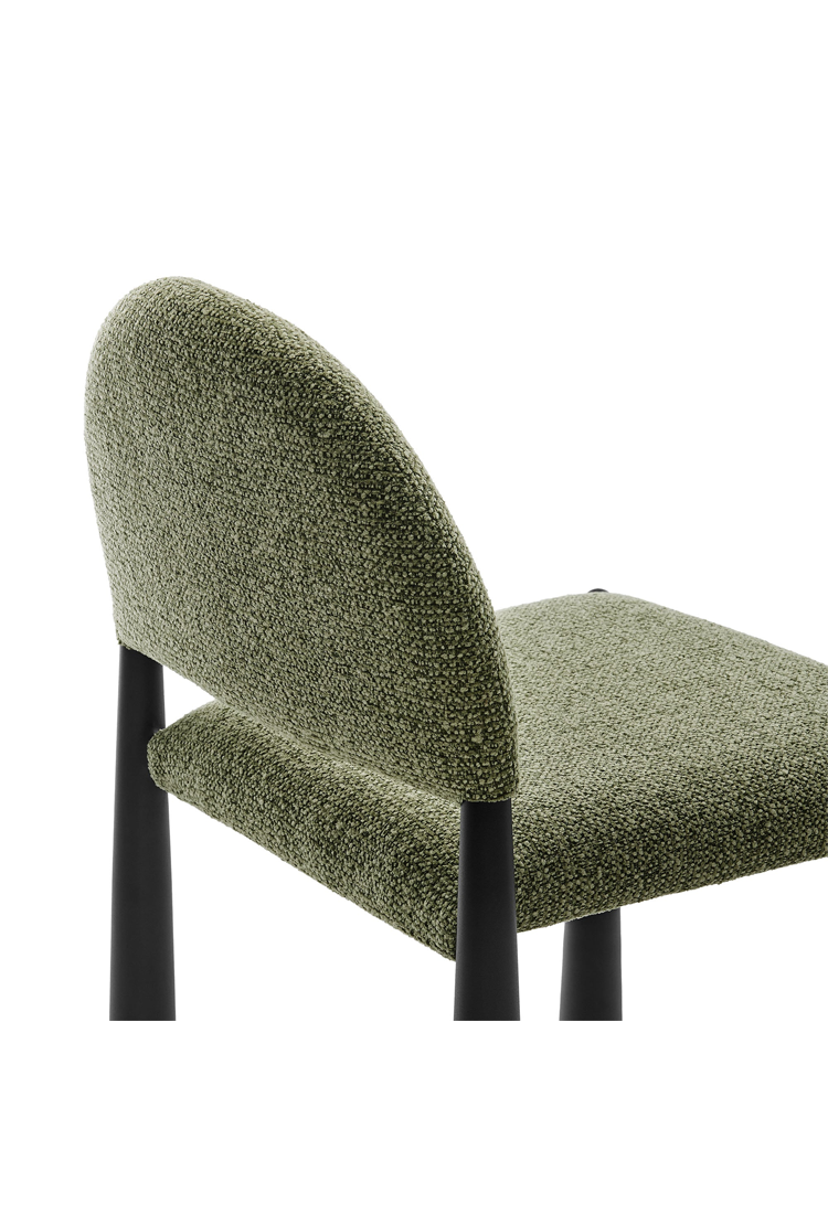 Chaise de salle à manger en tissu Alura, feuille noire
