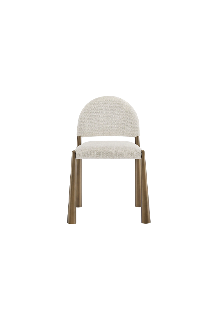 Chaise de salle à manger en tissu Alura, laiton crème