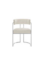 Ardenza Curved Back Fabric and Metal Dining Chair,Silver Cream