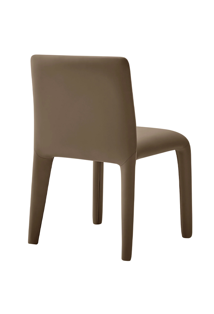 Chaise de salle à manger Noviara en cuir vegan, marron champignon