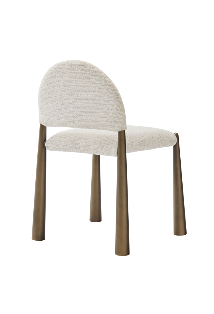 Chaise de salle à manger en tissu Alura, laiton crème