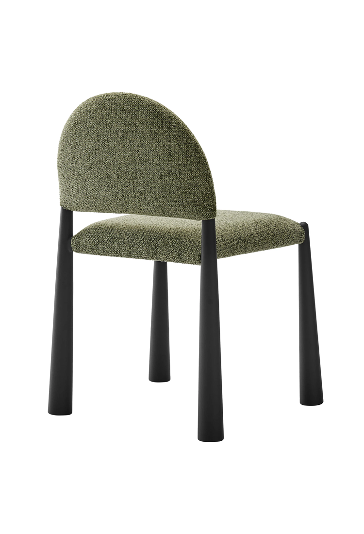 Chaise de salle à manger en tissu Alura, feuille noire