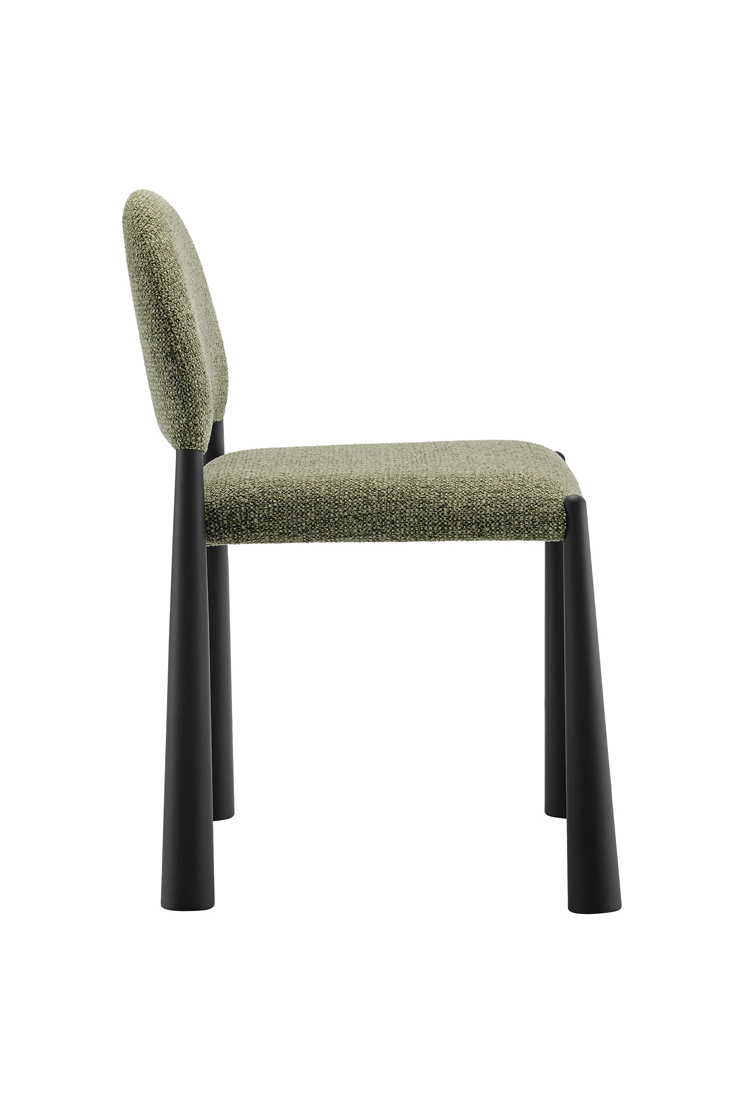 Chaise de salle à manger en tissu Alura, feuille noire