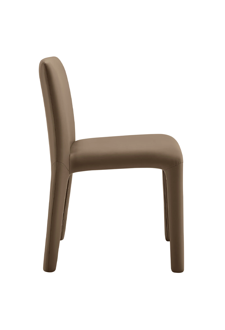 Chaise de salle à manger Noviara en cuir vegan, marron champignon