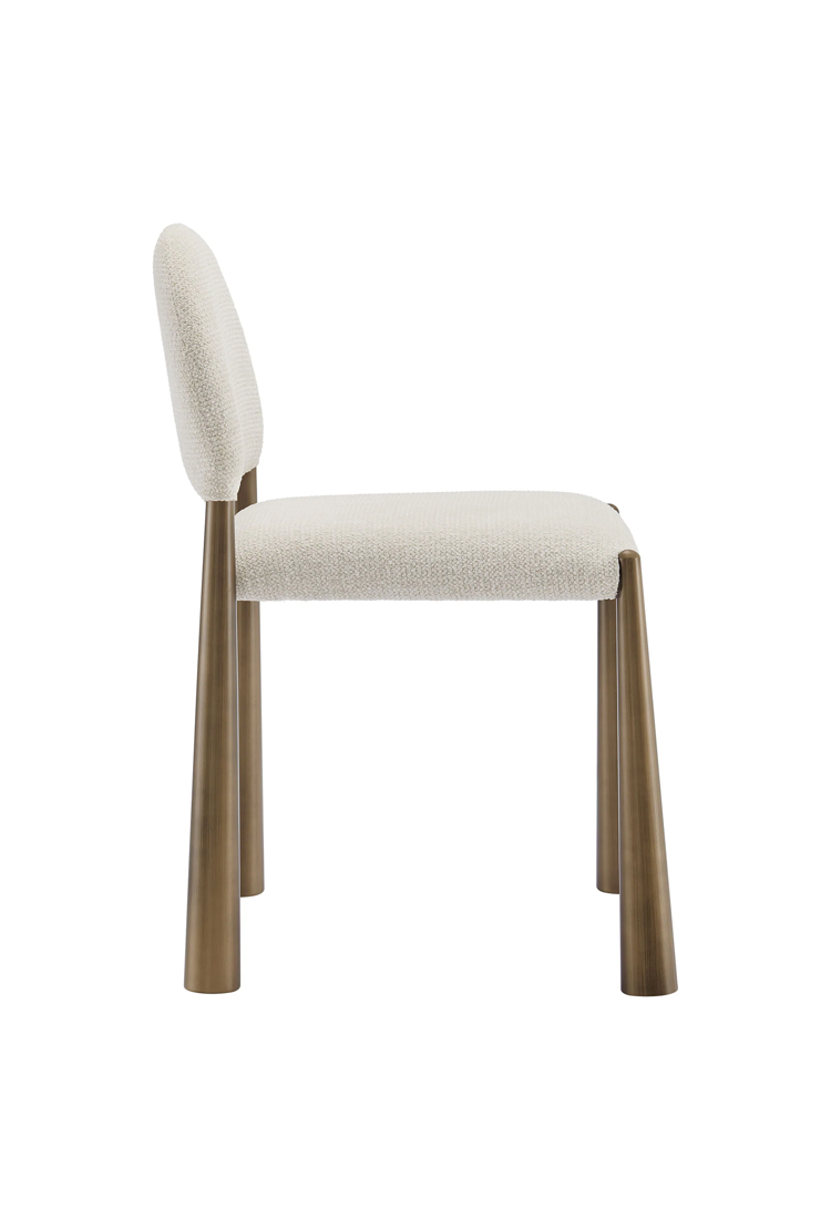 Chaise de salle à manger en tissu Alura, laiton crème