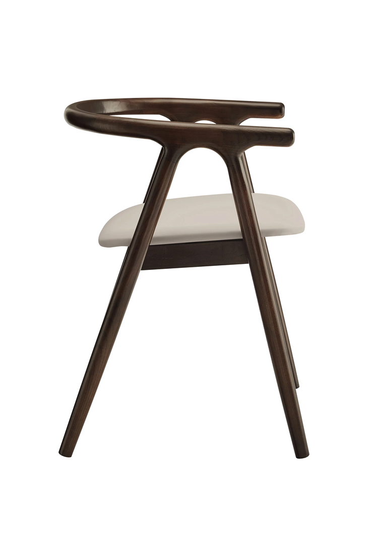 Chaise de salle à manger Serene en cuir et bois, pierre