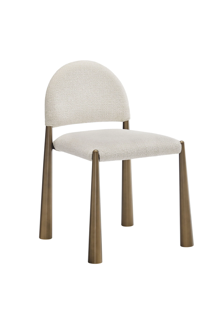 Chaise de salle à manger en tissu Alura, laiton crème