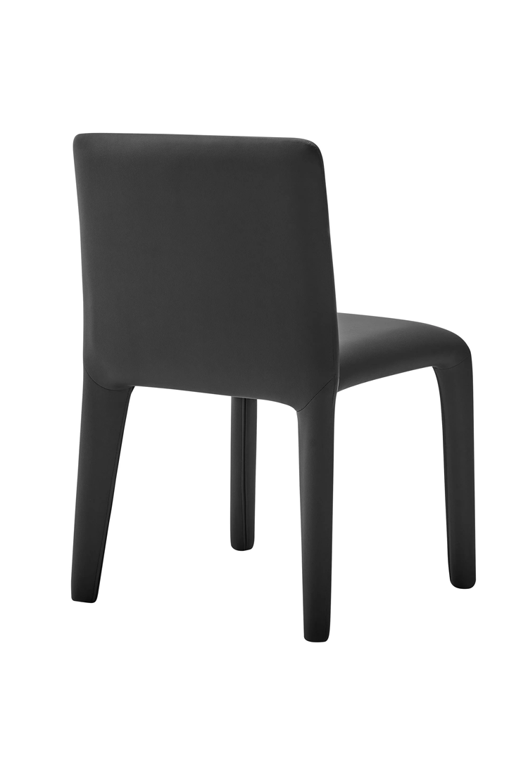 Chaise de salle à manger en cuir végétalien Noviara, noire