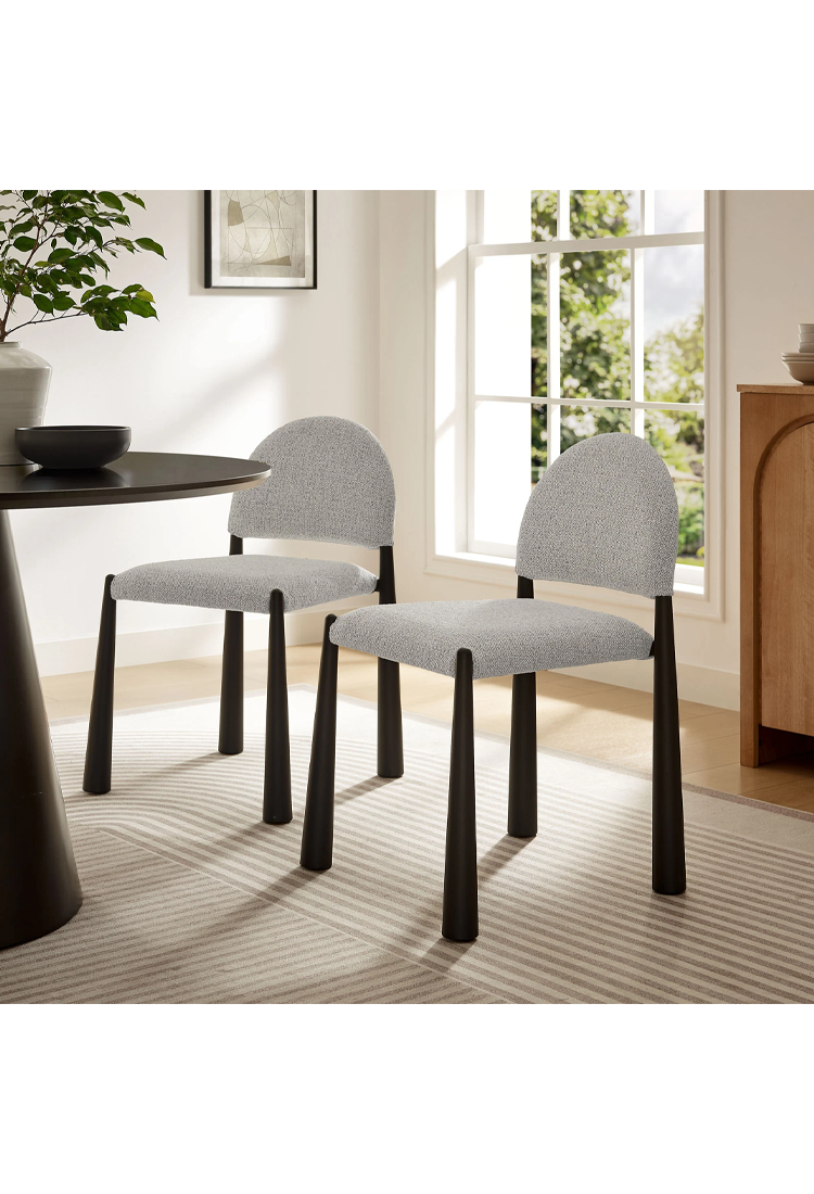 Chaise de salle à manger en tissu Alura, noir camel