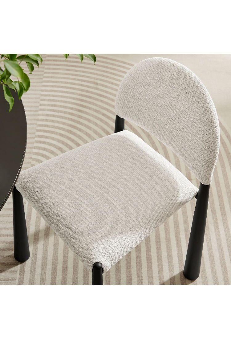 Chaise de salle à manger en tissu Alura, noir crème