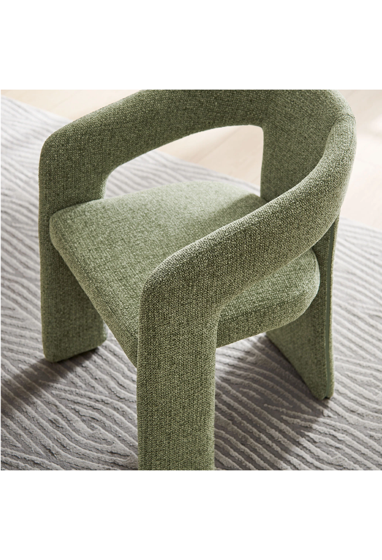 Chaise de salle à manger en tissu Elyssia, motif feuille