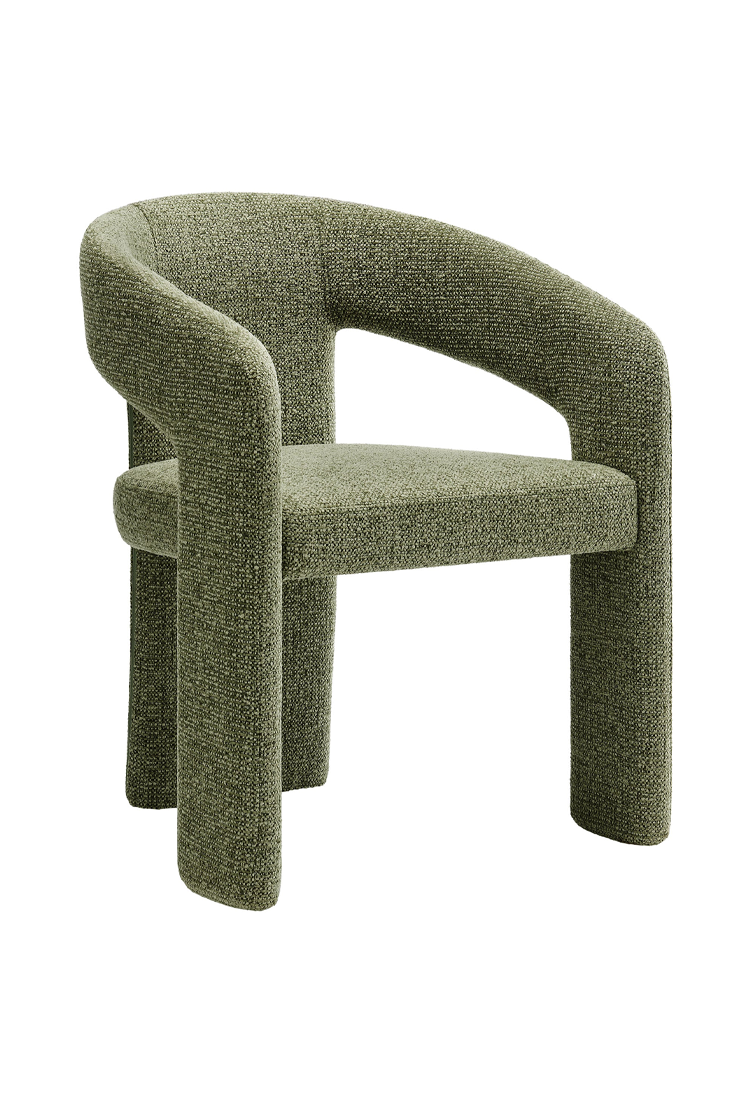 Chaise de salle à manger en tissu Elyssia, motif feuille