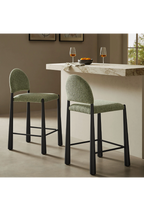Tabouret de bar en tissu Alura, feuille noire