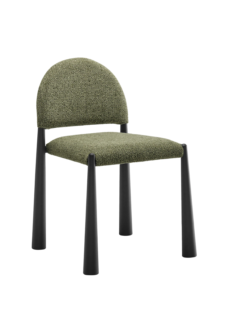 Chaise de salle à manger en tissu Alura, feuille noire