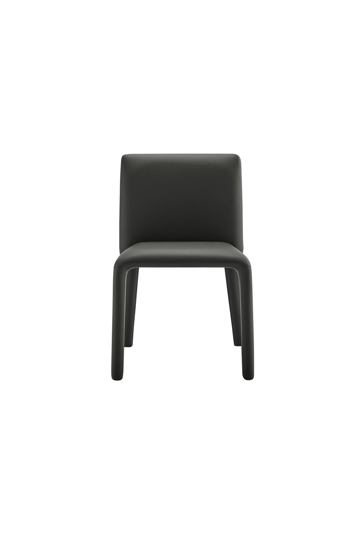 Chaise de salle à manger en cuir végétalien Noviara, noire