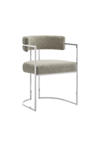 Ardenza Curved Back Fabric and Metal Dining Chair,Silver Wheat