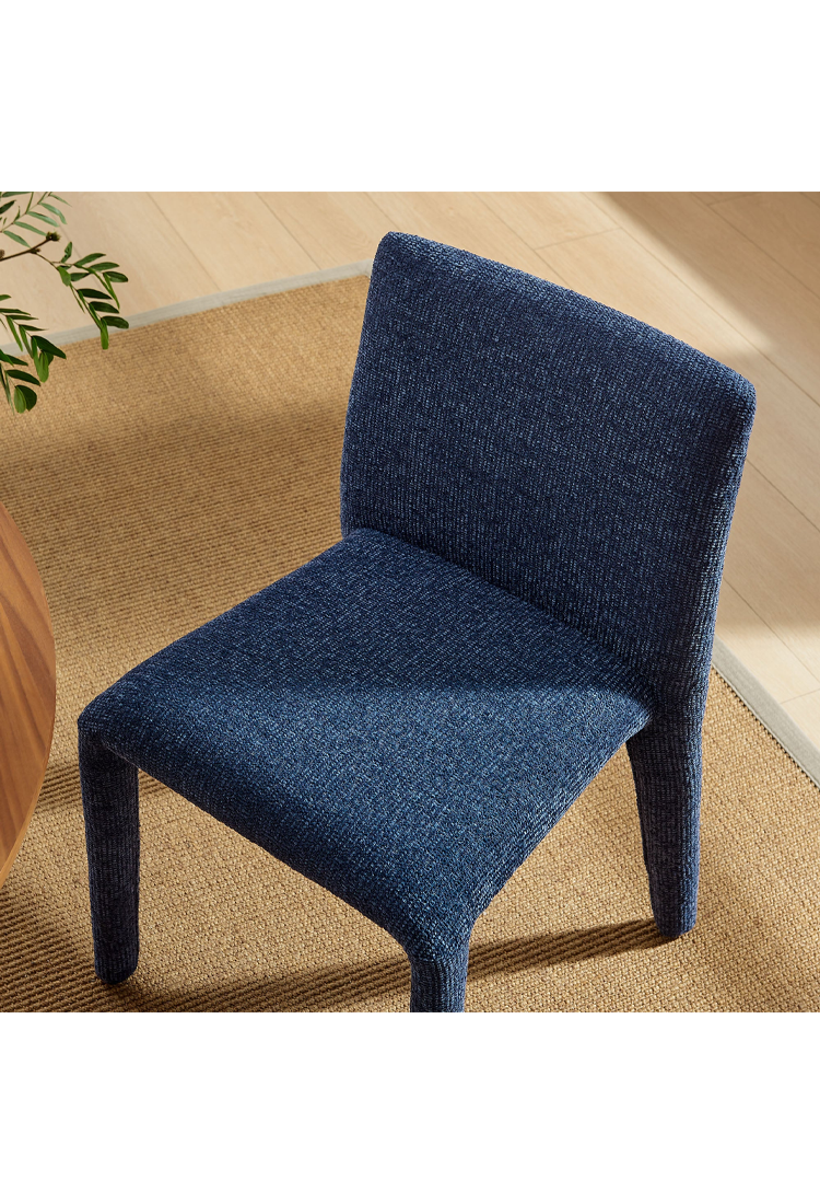 Chaise de salle à manger en tissu Noviara, bleu marine