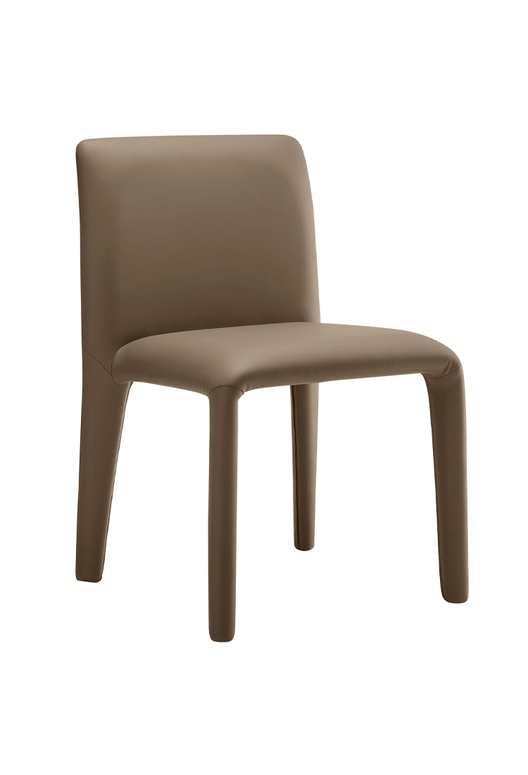 Chaise de salle à manger Noviara en cuir vegan, marron champignon