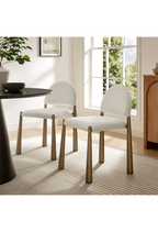 Chaise de salle à manger en tissu Alura, laiton crème