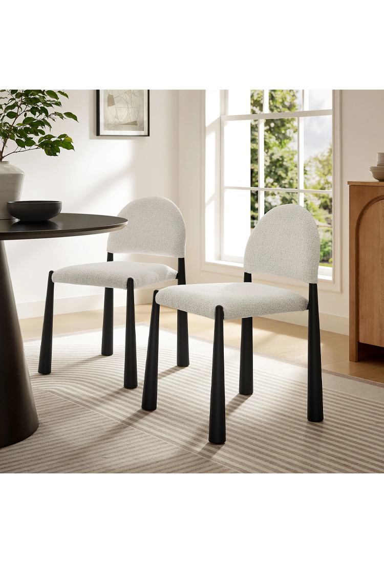 Chaise de salle à manger en tissu Alura, noir crème