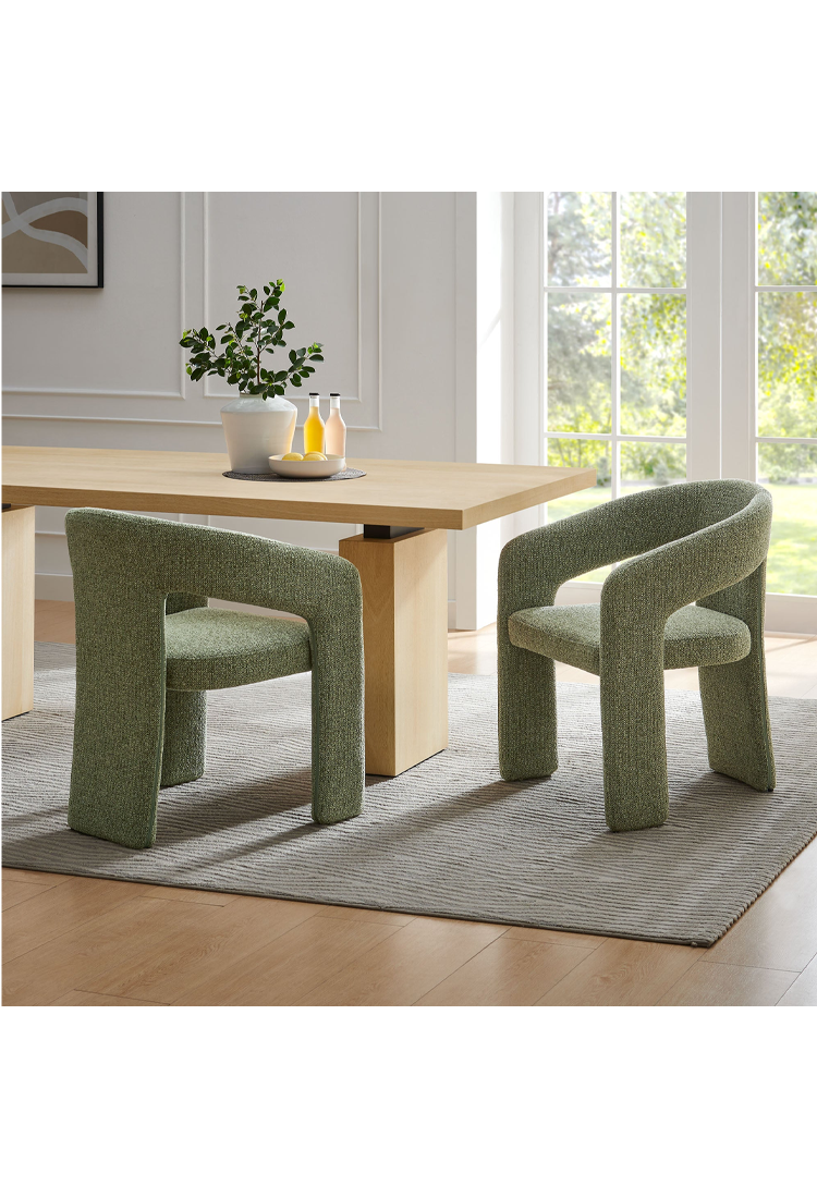 Chaise de salle à manger en tissu Elyssia, motif feuille