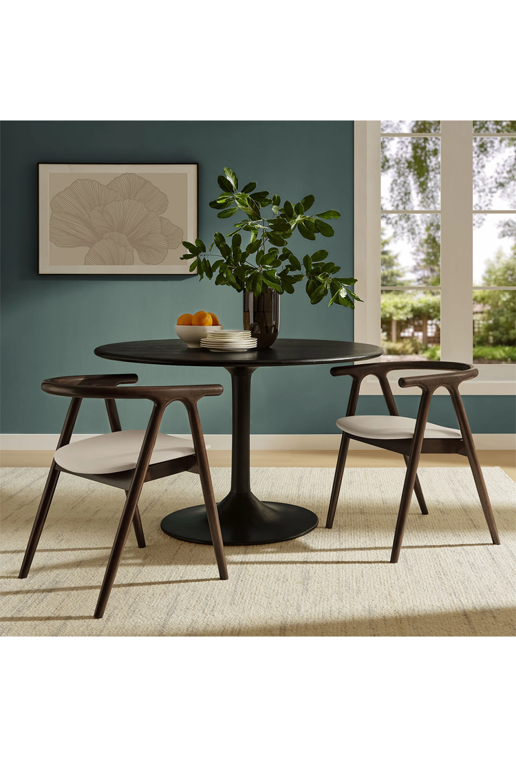 Chaise de salle à manger Serene en cuir et bois, pierre