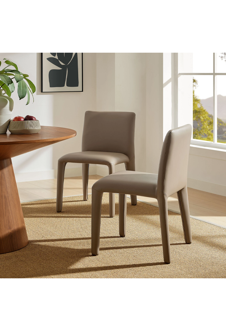 Chaise de salle à manger Noviara en cuir vegan, marron champignon