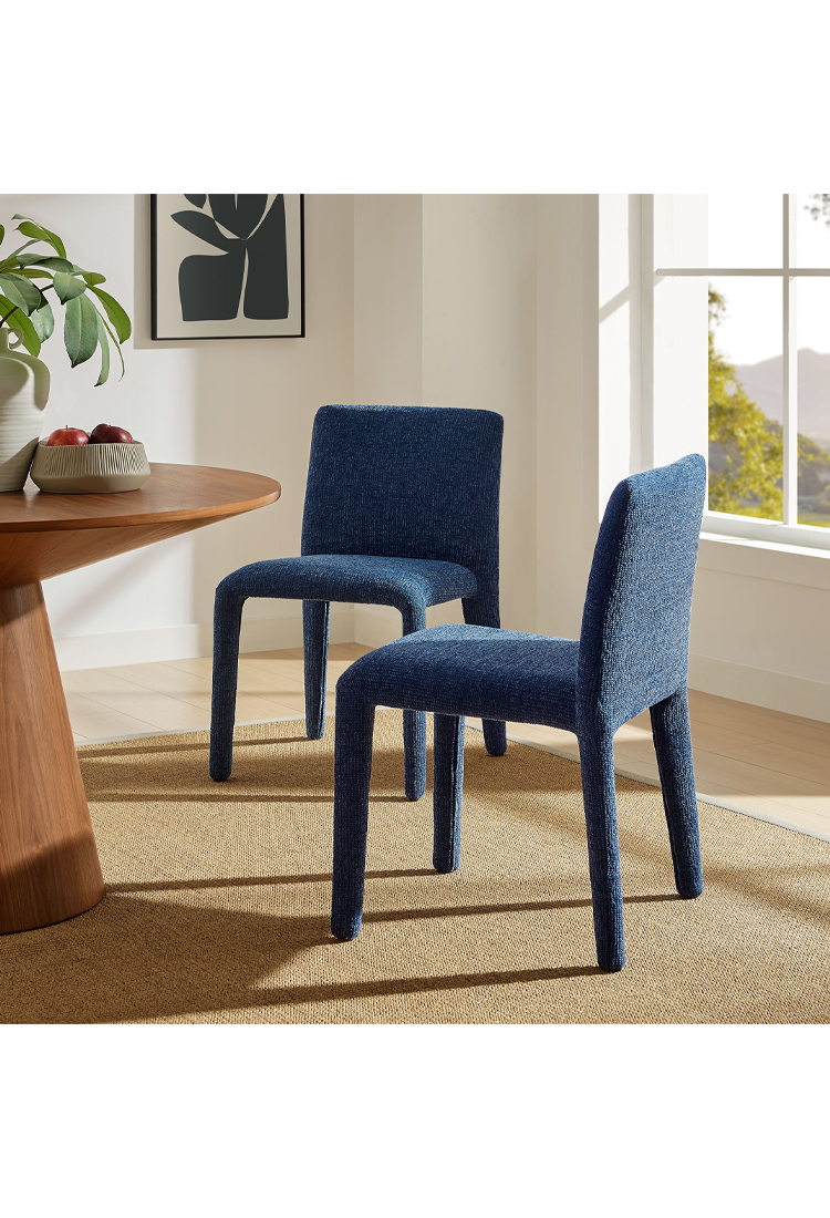 Chaise de salle à manger en tissu Noviara, bleu marine