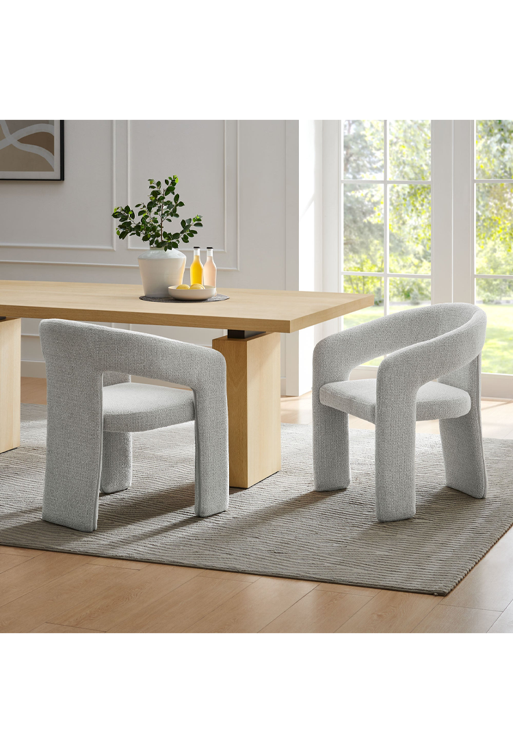 Chaise de salle à manger en tissu Elyssia, gris tourterelle