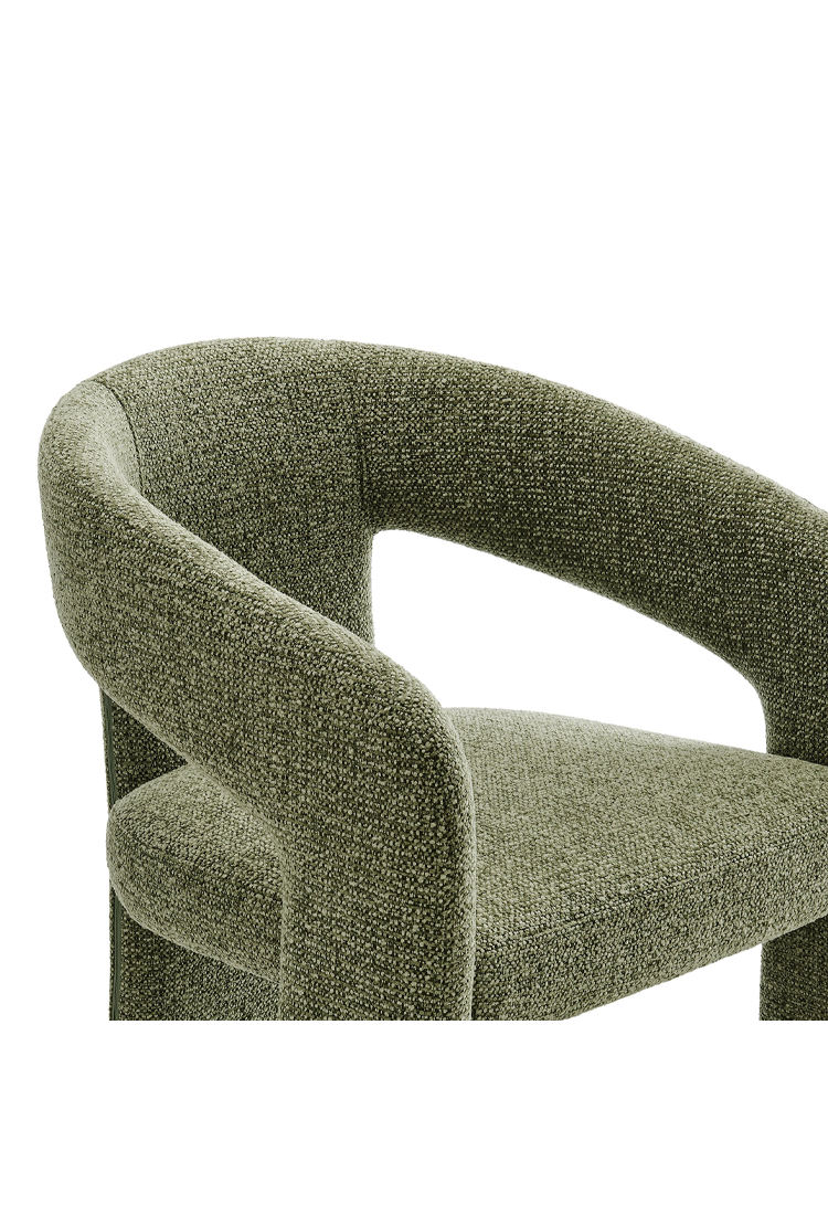 Chaise de salle à manger en tissu Elyssia, motif feuille