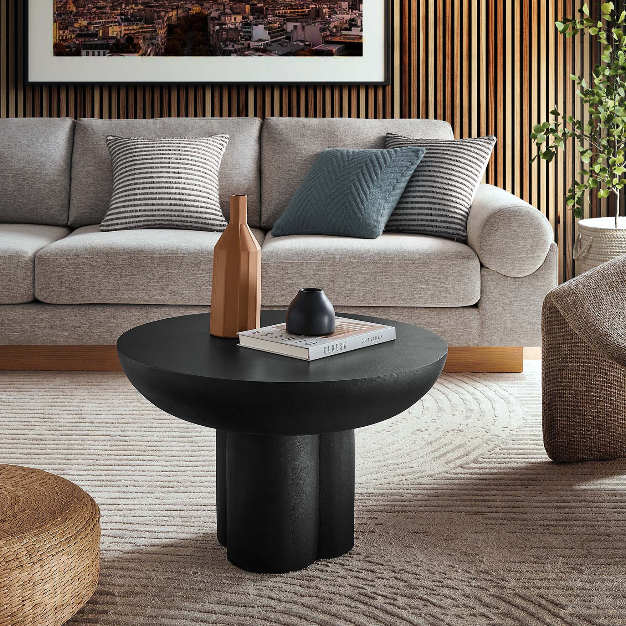 Table basse ronde Caspa, noire
