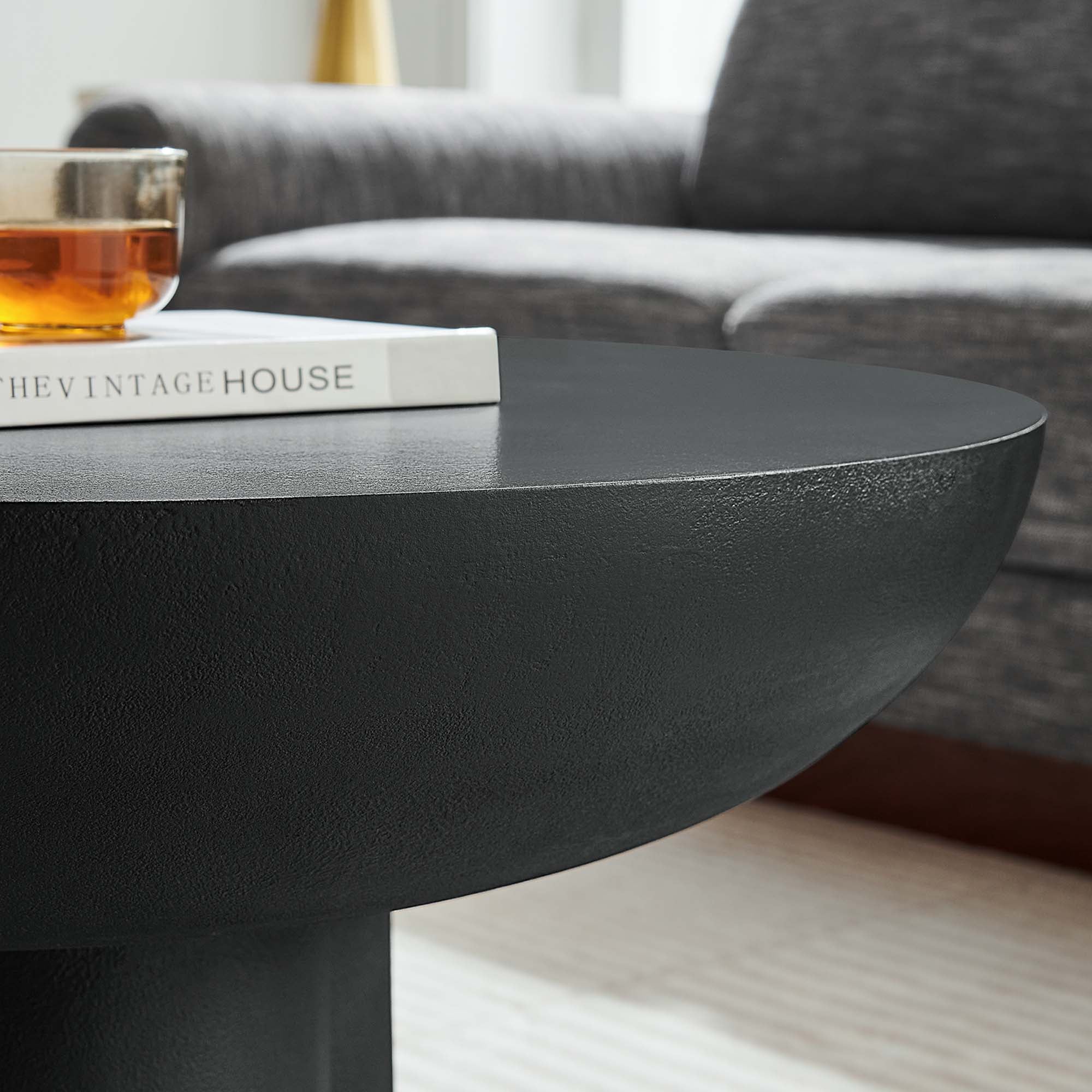 Table basse ronde Caspa, noire