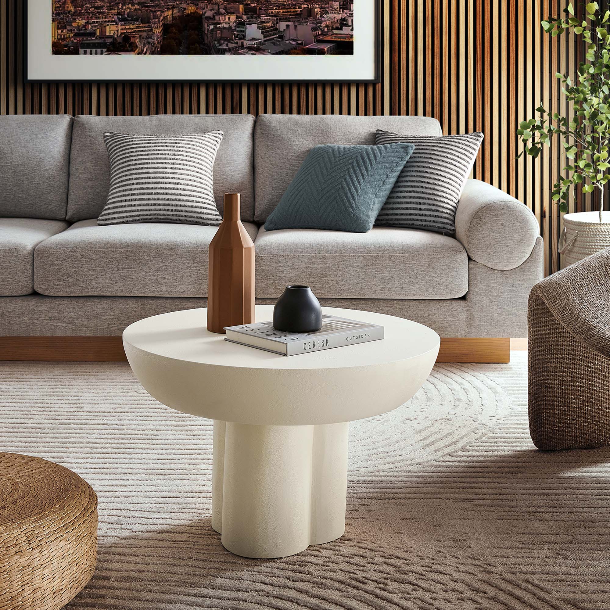 Table basse ronde Caspa, blanche