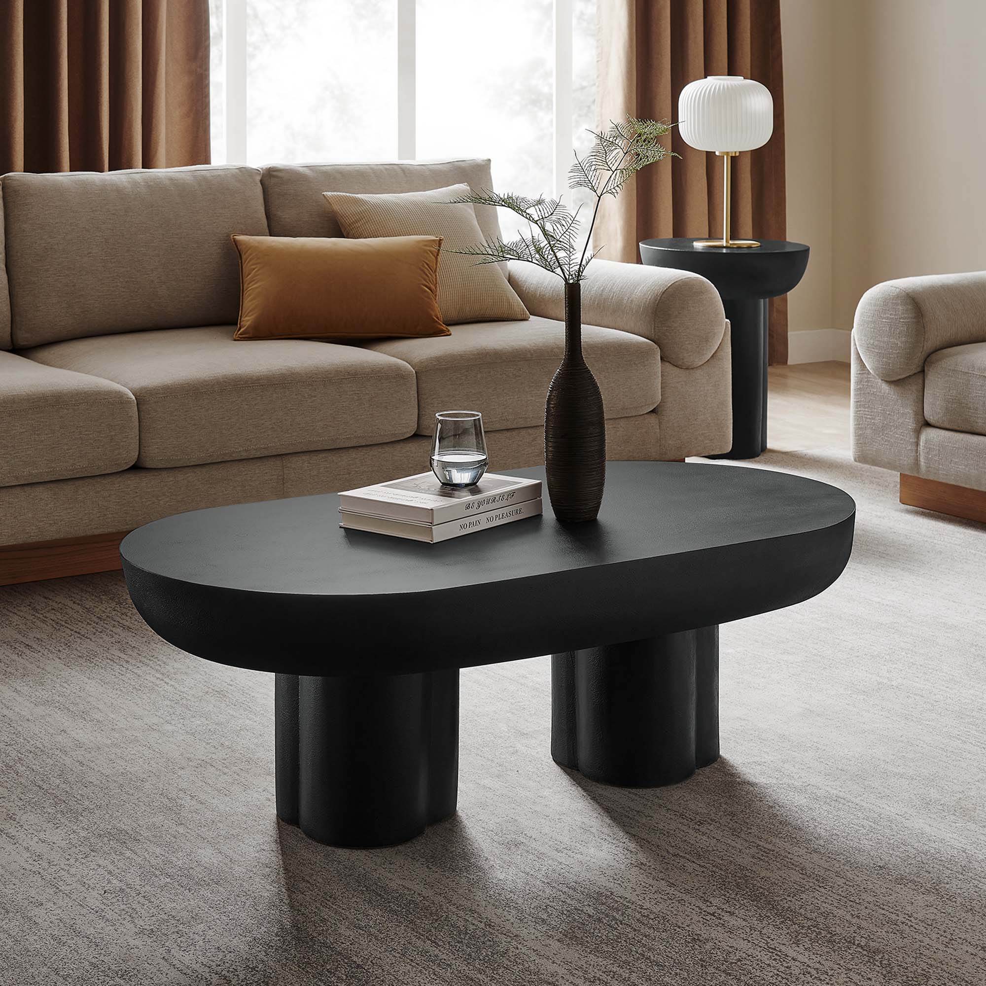 Table basse ovale Caspa, noire