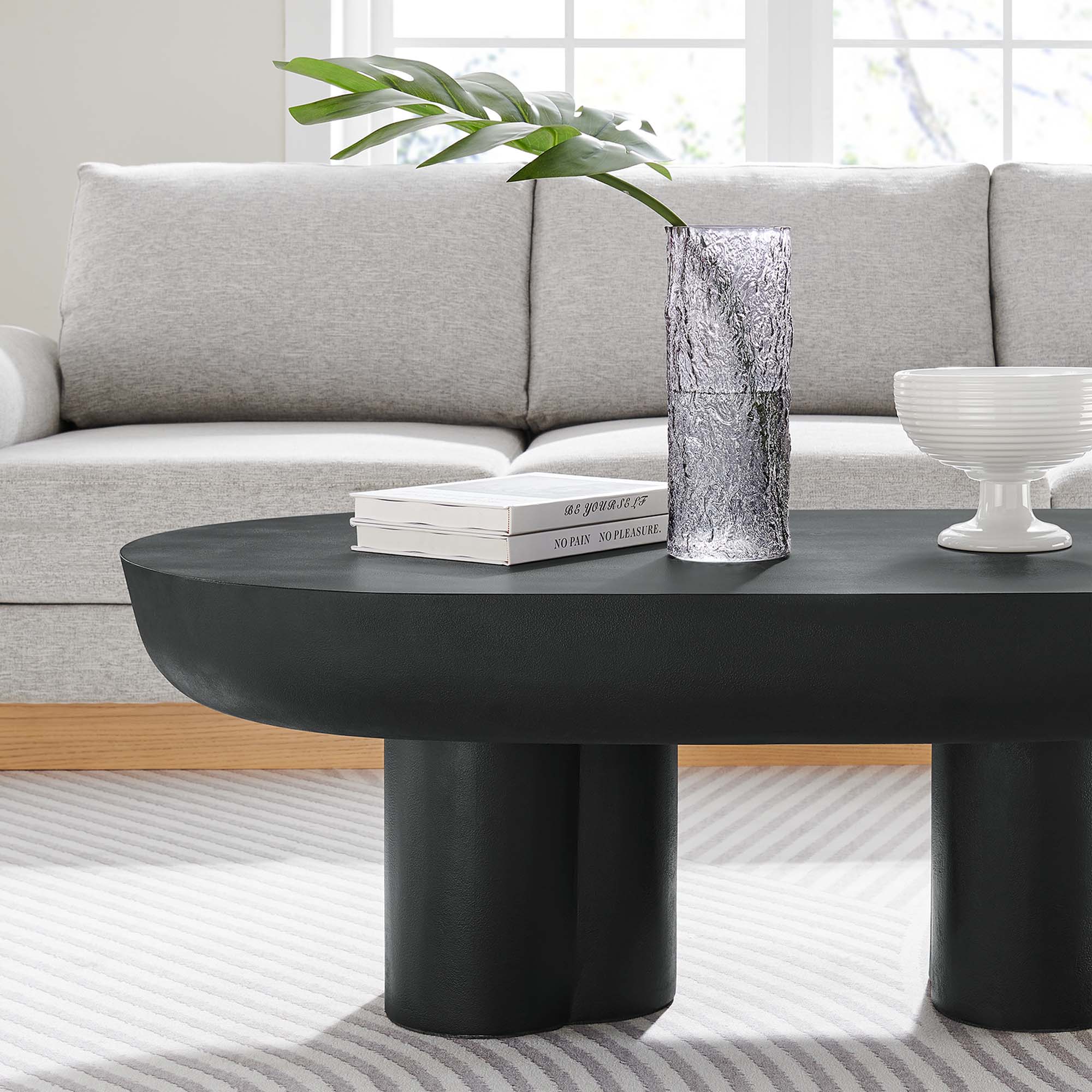 Table basse ovale Caspa, noire