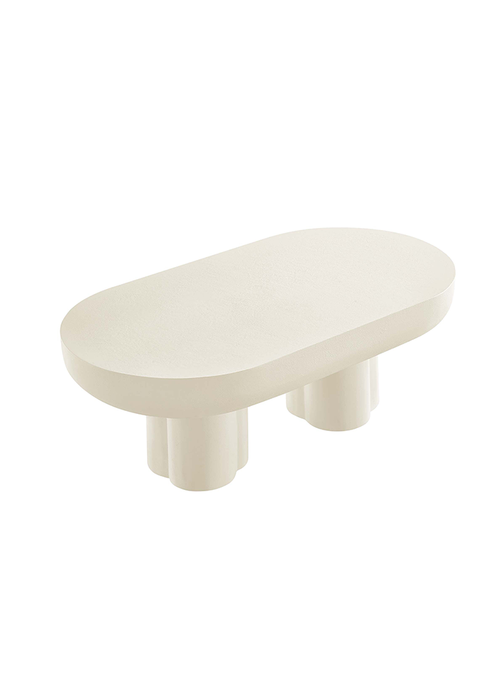 Table basse ovale Caspa, blanche
