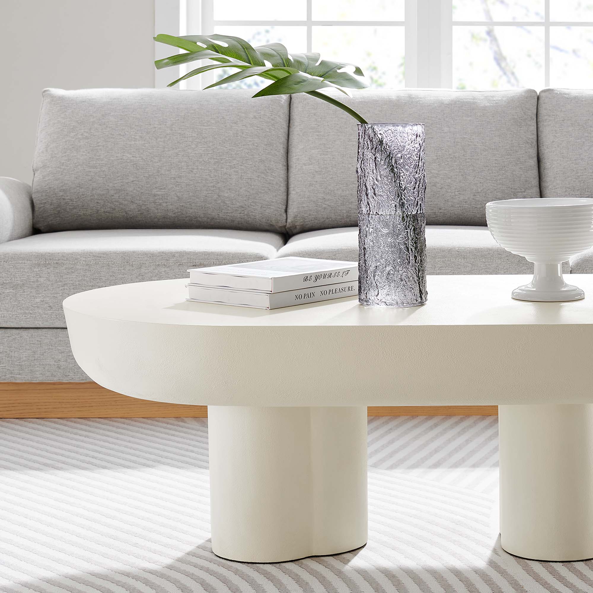Table basse ovale Caspa, blanche