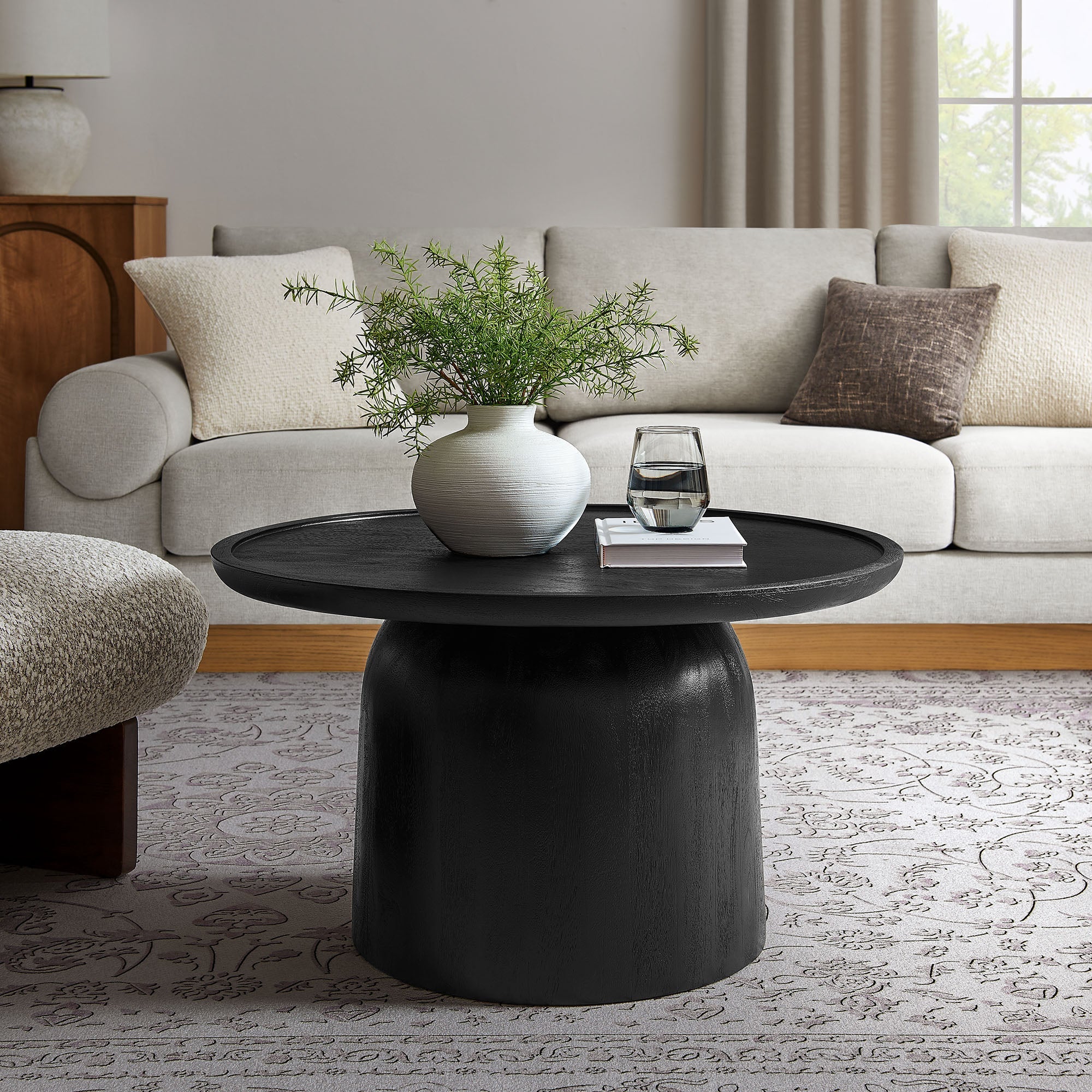 Table basse ronde Hollo, noire