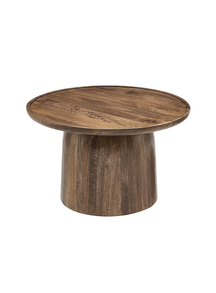 Table basse ronde Hollo, noyer