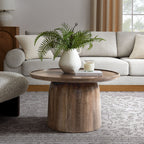 Table basse ronde Hollo, noyer