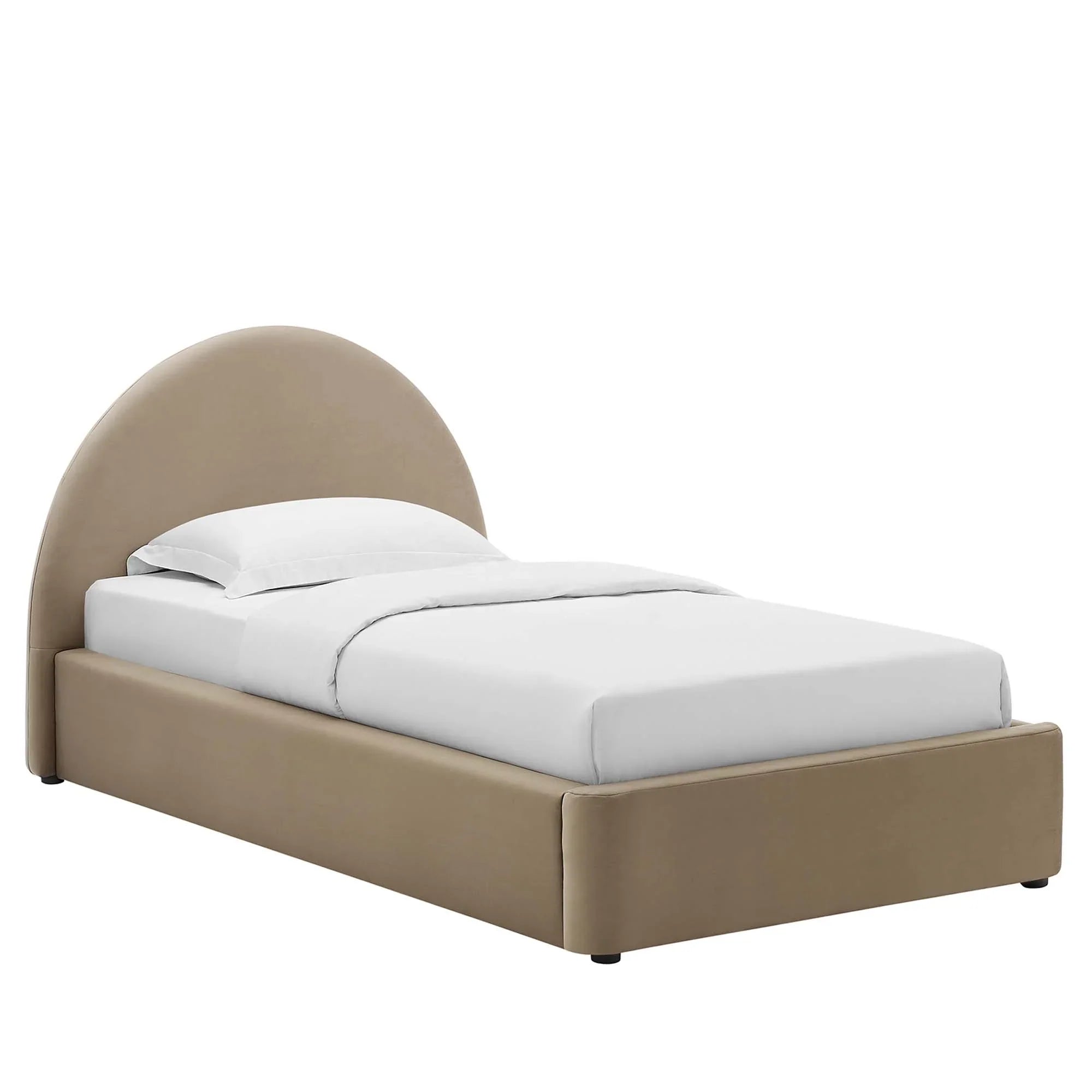Lit double en velours Resorts, taupe