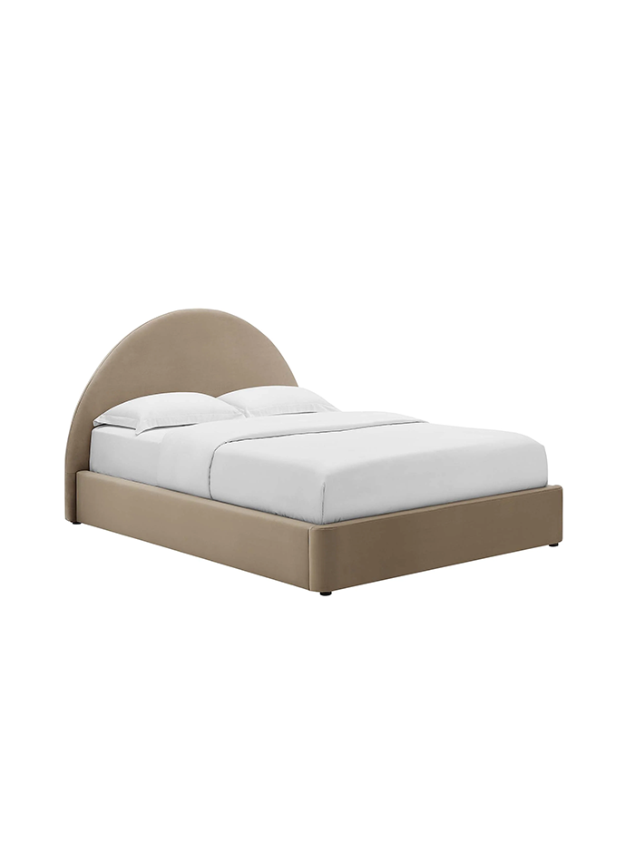 Lit double en velours Resorts, taupe