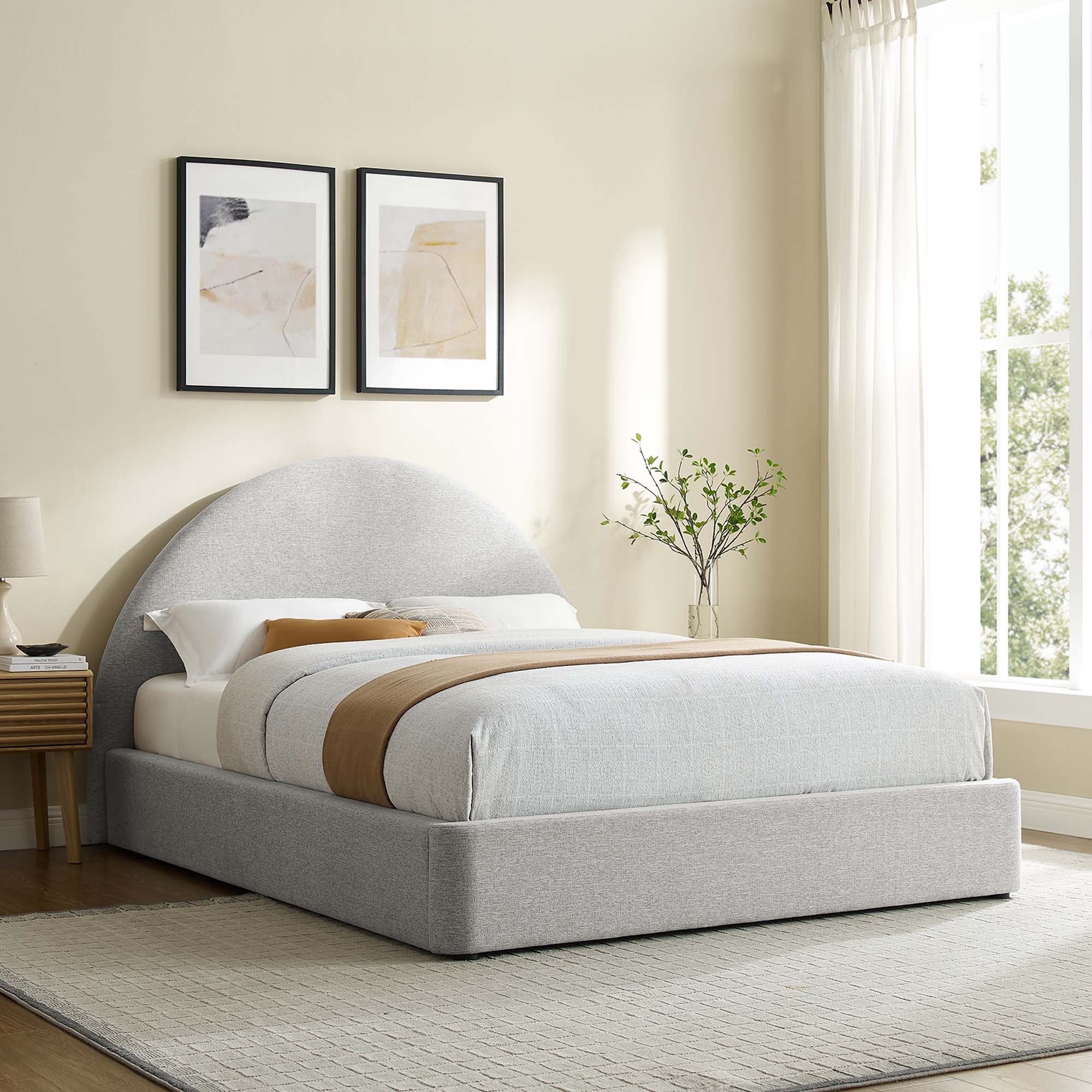 Lit king size rembourré Resorts, gris clair